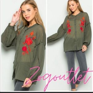 Embroidered Bohemian Style Top/Blouse